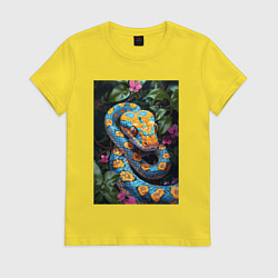 Женская футболка Змея в зелени