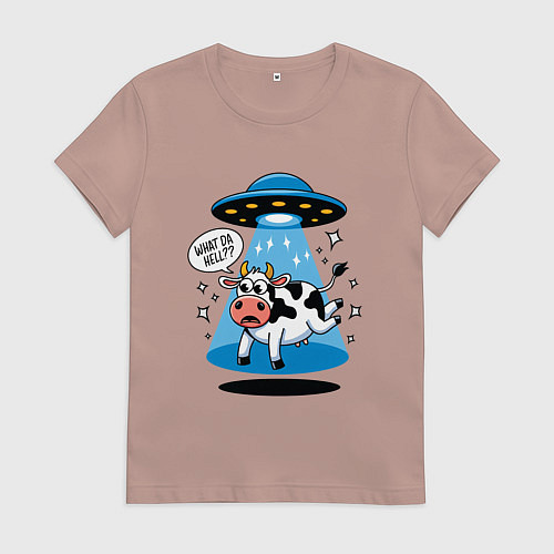 Женская футболка НЛО и корова / Пыльно-розовый – фото 1
