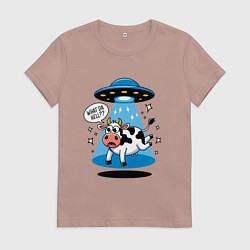 Женская футболка НЛО и корова