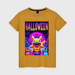 Женская футболка Pikachu - halloween vaporwave