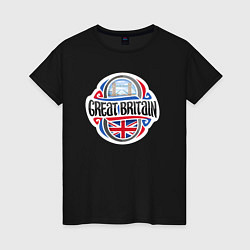 Футболка хлопковая женская Great Britain, цвет: черный