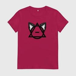 Футболка хлопковая женская Чёрный символ квадробика, цвет: маджента
