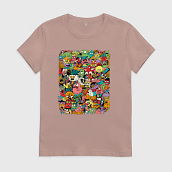 Женская футболка Монстры и животные дудл