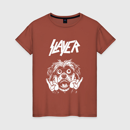 Женская футболка Slayer rock dog / Кирпичный – фото 1