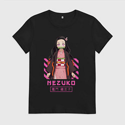 Футболка хлопковая женская Клинок рассекающий демонов героиня, цвет: черный