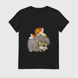 Женская футболка Добрый ежик с грибами