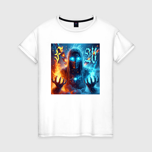 Женская футболка Fire and water - neon glow / Белый – фото 1