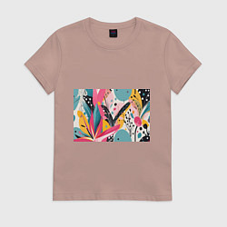Женская футболка Листья цветы абстракция