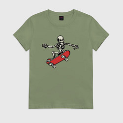 Женская футболка Скелетор на скейте