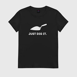 Футболка хлопковая женская Just dig it, цвет: черный