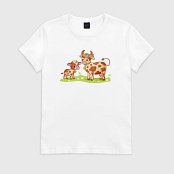 Женская футболка Телёнок и корова