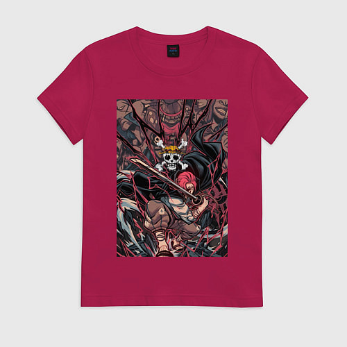 Женская футболка Ван-Пис Шанкс команда / Маджента – фото 1