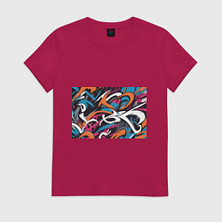 Футболка хлопковая женская Граффити абстракция, цвет: маджента