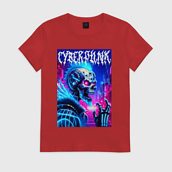 Женская футболка Neon punk skeleton - ai art fantasy