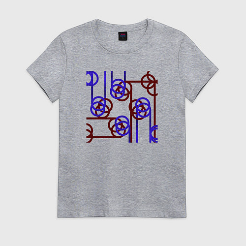 Женская футболка Абстракция красно-синих линий / Меланж – фото 1