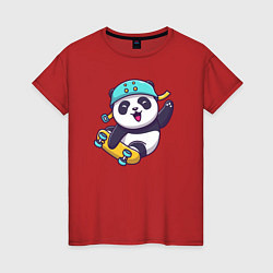 Футболка хлопковая женская Skater panda, цвет: красный