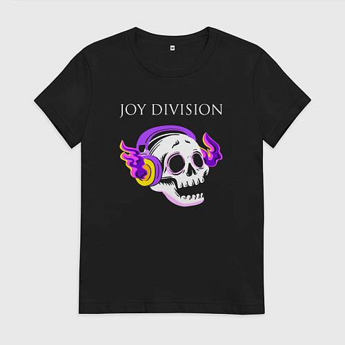 Женская футболка Joy Division - неоновый череп / Черный – фото 1