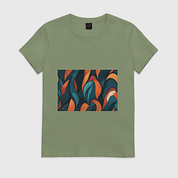 Футболка хлопковая женская Темные и теплые контрасты, цвет: авокадо