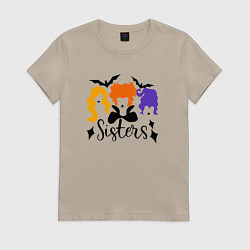 Футболка хлопковая женская The Witch Sisters - Hocus Pocus, цвет: миндальный
