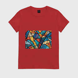 Футболка хлопковая женская Цветное стекло витраж, цвет: красный