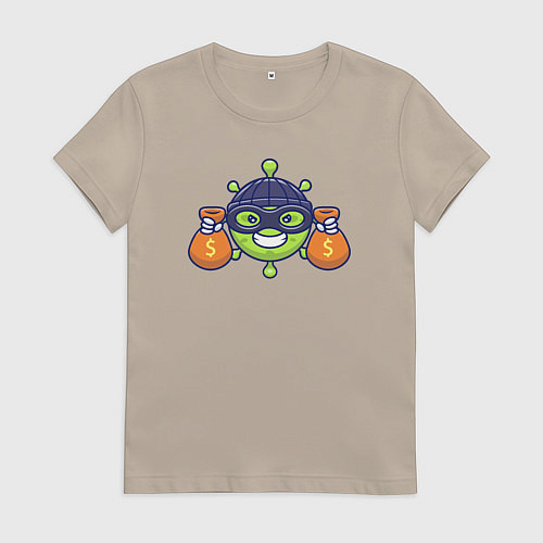 Женская футболка Вирус грабитель / Миндальный – фото 1