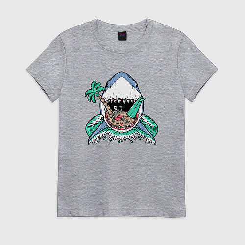 Женская футболка Акула и сервер / Меланж – фото 1