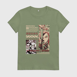 Женская футболка Клинок рассекающий демонов Ренгоку мощь и скорость