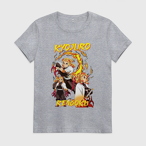 Женская футболка Клинок рассекающий демонов комбо Ренгоку / Меланж – фото 1