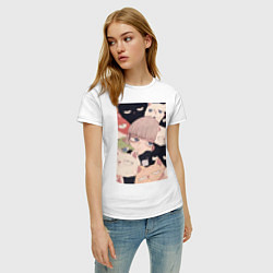 Футболка хлопковая женская Девушка с котиками, цвет: белый — фото 2