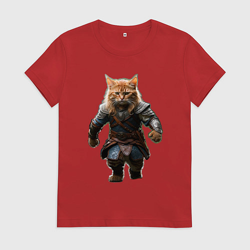 Женская футболка Кот викинг / Красный – фото 1