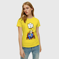 Футболка хлопковая женская Vault boy in the fire, цвет: желтый — фото 2