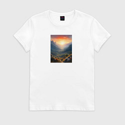 Футболка хлопковая женская Sun-Set, цвет: белый