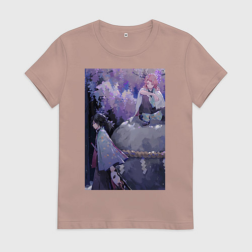 Женская футболка Клинок рассекающий демонов Гию Томиока / Пыльно-розовый – фото 1