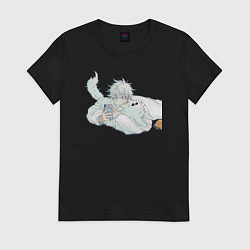 Женская футболка Магическая битва Сатору Годзё с котом