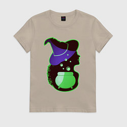 Женская футболка Девушка ведьма и котел с зельем