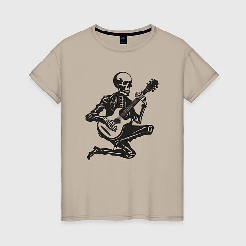 Женская футболка Скелетик музыкант / Миндальный – фото 1