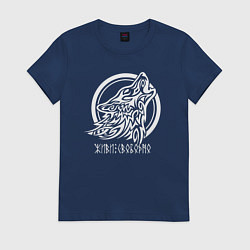 Женская футболка Эмблема белый славянский волк