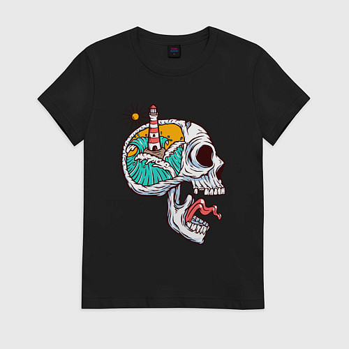 Женская футболка Маяк в черепе / Черный – фото 1