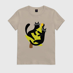 Женская футболка Черные коты на елке