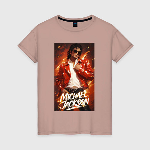 Женская футболка Michael Jackson in the red jacket / Пыльно-розовый – фото 1