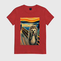 Женская футболка Ёжик кричит на картине Эдварда Мунка - мем искусст