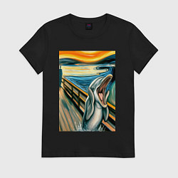 Женская футболка Дельфин кричит на картине Эдварда Мунка - мем иску