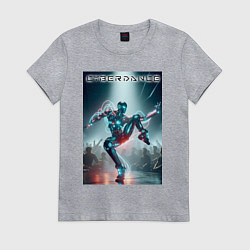 Женская футболка Кибер танцор - неоновое свечение