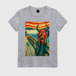 Женская футболка Демон кричит на картине Эдварда Мунка - мем искусс
