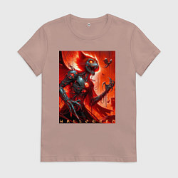 Женская футболка Кибер кошка ведьма - хэллоуин