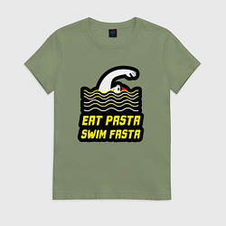 Женская футболка Ешь пасту плавай быстро