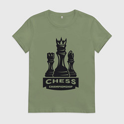 Футболка хлопковая женская Chess championship, цвет: авокадо