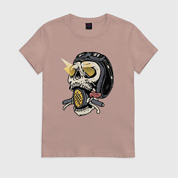 Футболка хлопковая женская Смертельный байк, цвет: пыльно-розовый