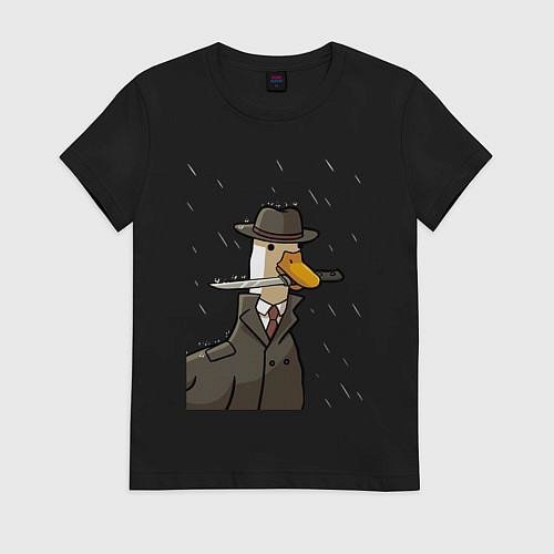 Женская футболка Гусь агент с ножом / Черный – фото 1