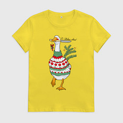 Женская футболка Гусь новогодний с ножом